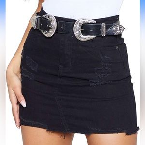 | Jean Skirts for Women's Casual Washed Frayed Stretch Denim Mini Skirt| S